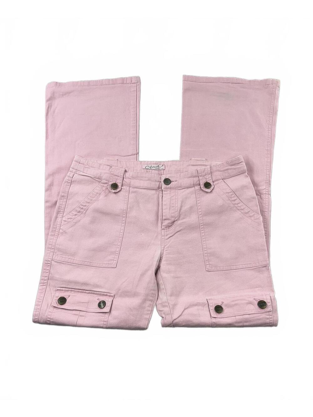Clash Pink Cargo Pants Y2K Retro Flare Leg Streetwear Style